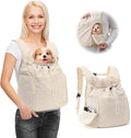 Dog Front Carrier Backpack, Adjustable Pet Dog Carrier Backpack Ventilated Mesh Dog Travel Backpack with Zippered Side Windows for Hiking Traveling for Small Medium Cats Dogs (Max 13 lbs)