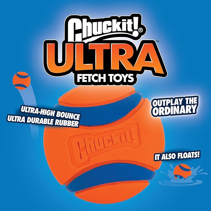 Chuckit! Ultra Ball Dog Toy - Size XL - for Dogs 100+ lbs - Made from Durable Rubber - Super Bouncy - Floats in Water - 3.5-inch Diameter -,1 Count (Pack of 2)