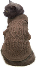 Stretchy Cat Sweater - 17 Colors & 6 Sizes | Snug Winter-Ready Knit for Boy/Girl Cats & Kittens(Brown, X-Small)