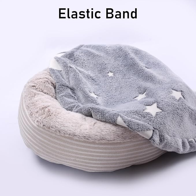 Glow in The Dark Dog Bed Cover - Replacement Washable Protector with Gray Star Pattern & Elastic Edges for Small & Medium Beds, 20" x 9.8"