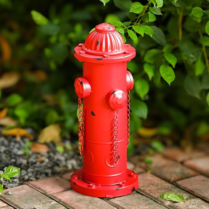 Metal Dog Fire Hydrant, 16" Fake Fire Hydrant Pee Post for Dogs, Large Dog Training Tool with Stakes, Indoor/Outdoor Garden Yard Statue & Decor
