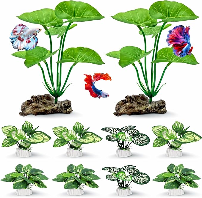 10-Pack Betta Fish Tank Decorations Silk Aquarium Plants for Aquarium Decor, Realistic Fish Tank Plants - Goldfish Tank, Reptile, Turtle Decorations Plants