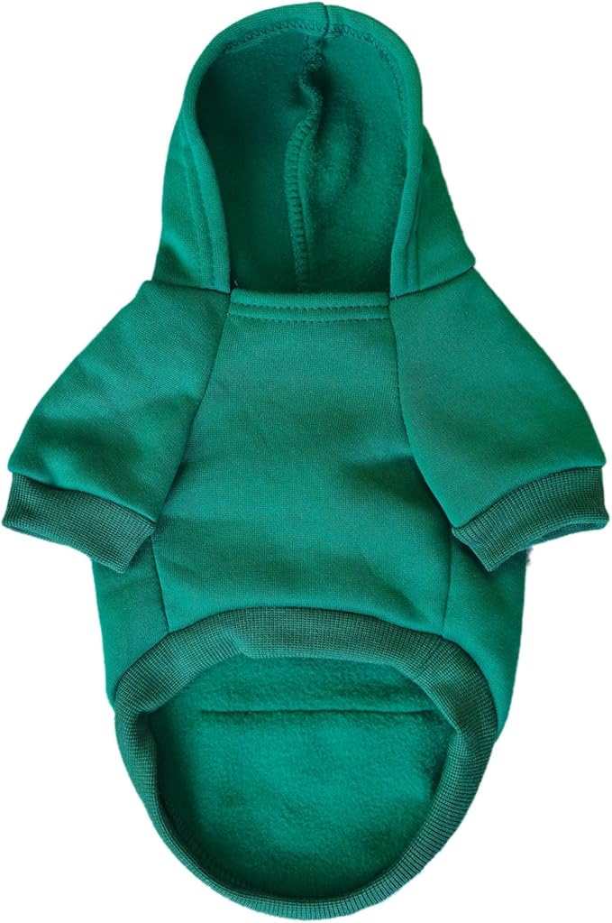 Jecikelon Winter Dog Hoodie Sweatshirts with Pockets Warm Dog Clothes for Small Dogs Chihuahua Coat Clothing Puppy Cat Custume (Green, Small)