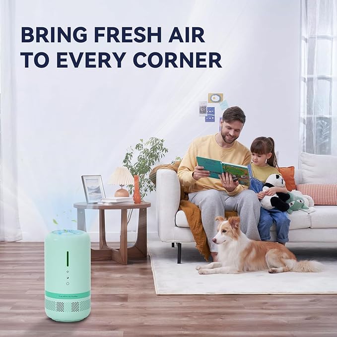 Air Purifiers for Home,H13 HEPA Small Air Purifier for Room up to 960ft²,Air Purifiers for Home Pets,Odor,Dust,Quiet Air Cleaner for Office,Living Room,Bedroom,Kitchen,Green 1 Pack