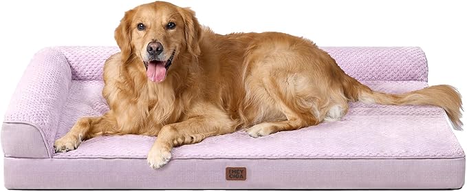 EHEYCIGA Extra Large Dog Bed Othorpedic, Memory Foam XL Dog Bed with Washable Removable Cover, Waterproof Pet Sofa Couch XLarge Size Dogs with Nonskid Bottom, 44x32x6.5, Lilac