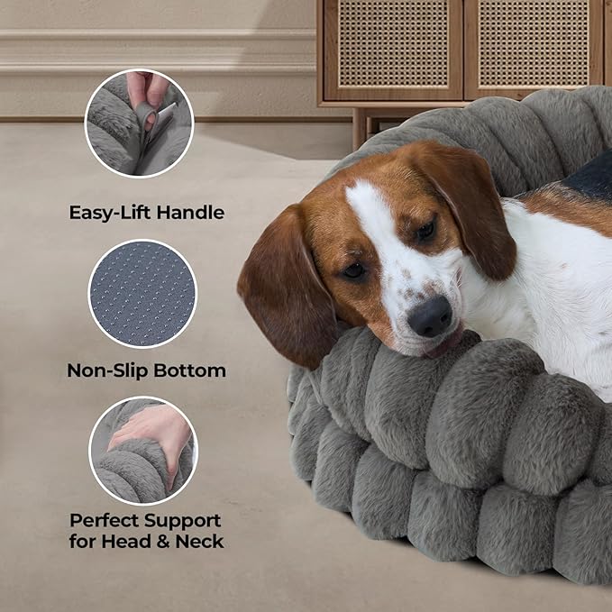 BALANCE Calming Dog Bed for Large Sized Dogs, 36 Inches Oval Washable Pet Bed with Sides, Orthopedic Pet Couch Sofa with Non-Slip Bottom, Gray