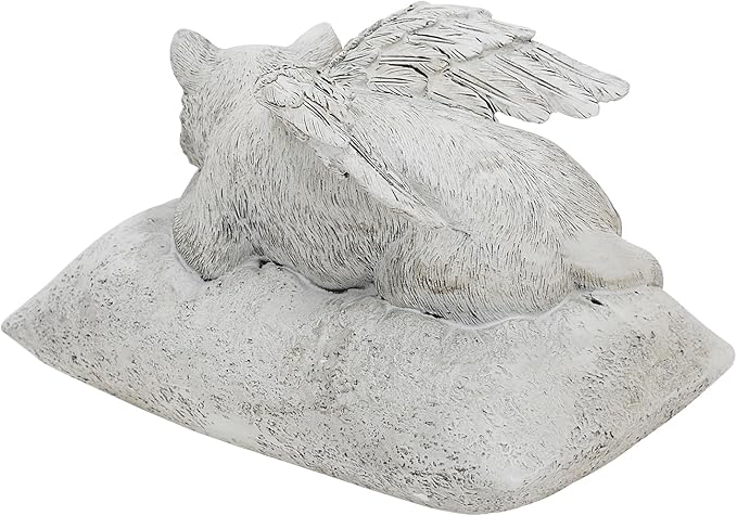 Holiberty Cat Angel Figurine Memorial Pet Stone Statue - Garden Grave Monument Marker Decor - Polyresin Dog Angel Figures Tombstone Sculpture Ornament - Loss of Kitten Sympathy Gift
