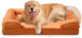 EHEYCIGA Orthopedic Dog Beds for Extra Large Dogs, Waterproof Memory Foam XL Pet Bed with Sides, Non-Slip Bottom and Egg-Crate Foam Big Dog Couch Bed with Washable Removable Cover,Pumpkin Orange
