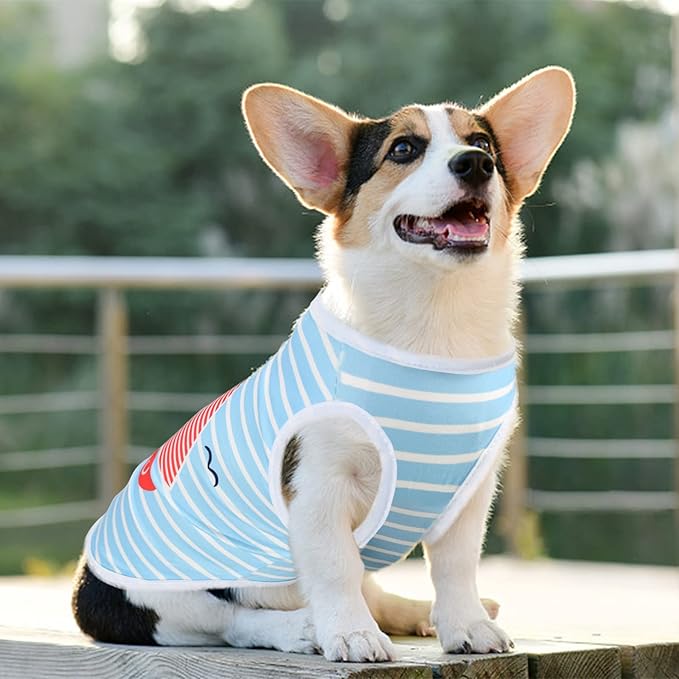 4Pcs Dog & Cat Shirts - Polka Dot & Stripe Sleeveless T-Shirts, Soft Breathable Pet Vests for Small to XL Dogs & Cats