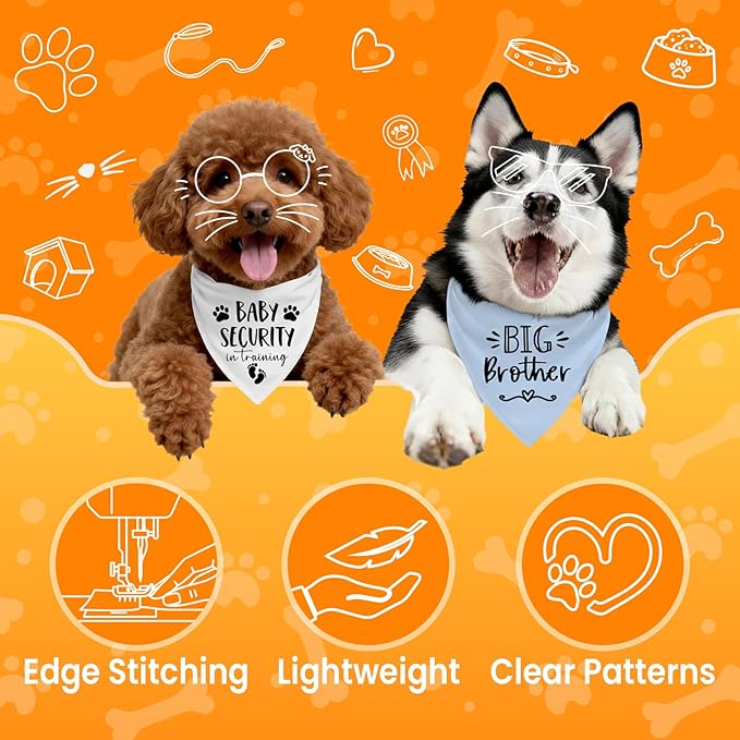 Big Sister&Baby Security in Training Dog Bandana, Dog Bandanas for Dogs Pet Accessories for Dogs Lovers Pregnancy Reveal Ideas, Soft Triangle Scarf for Small Medium Large Dogs (Big Brother Blue)