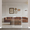 WAOWAO Baby Gate 71.65-76.35" Extra Wide Pressure Mounted Walk Through Swing Auto Close Safety White Metal Toddler Kids Child Dog Pet Puppy for Stairs,Doorways,Kitchen