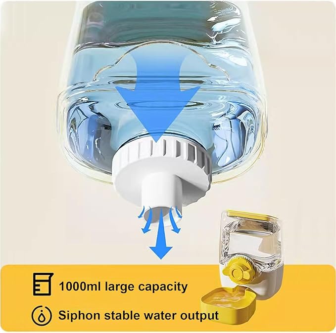 35oz Rabbit Water Bottle, Pet Hanging Automatic Water Dispenser for Small Animal Ferret Guinea Pig Chinchilla Dog Cat (Cage Grid Spacing 1.1''-2.1'') (Blue-Pink)