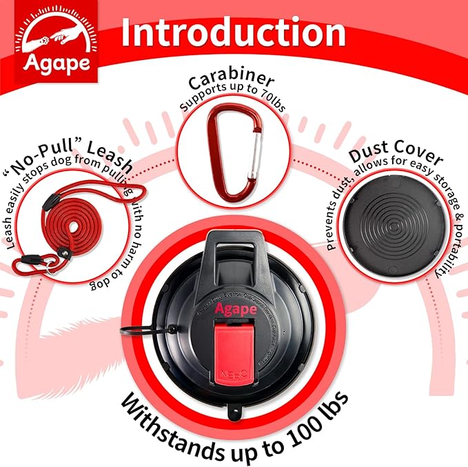 Agape Dog Heavy Duty Suction Cup with Bathing Tether, Withstand up to 100lbs, Pet Shower Accessories for Leash Large Dogs to Keep Them in Place, Cat Grooming Tub Restraint for Trimming, Blowing