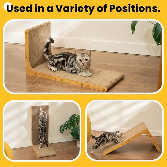 Cardboard Cat Scratcher,23 Inch L Shape Scratch Pad Wall Mounted,Vertical Scratching Board, Durable Cardboard to Protect Furniture for Indoor Cats,Wood Grain Large,2-Pack