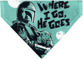 Star Wars Pet Bandana Star Wars Madalorian and Grogu Where He Goes I Go Pose Blue Slip On Collar Bandana Only