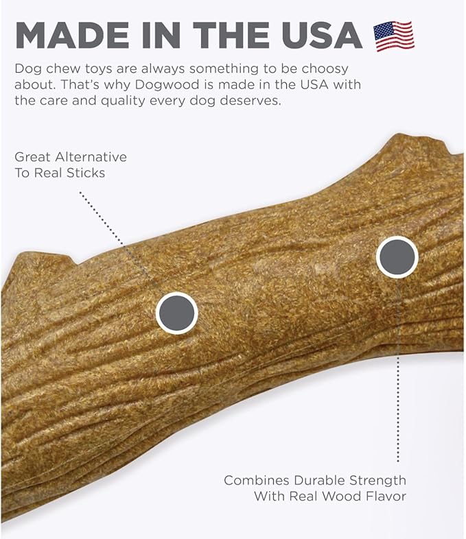 Pupstages Dogwood Dog Chew Toy – Real-Wood Blend, Natural Flavor & Texture, Moderate Chewers, Small, 5.4"