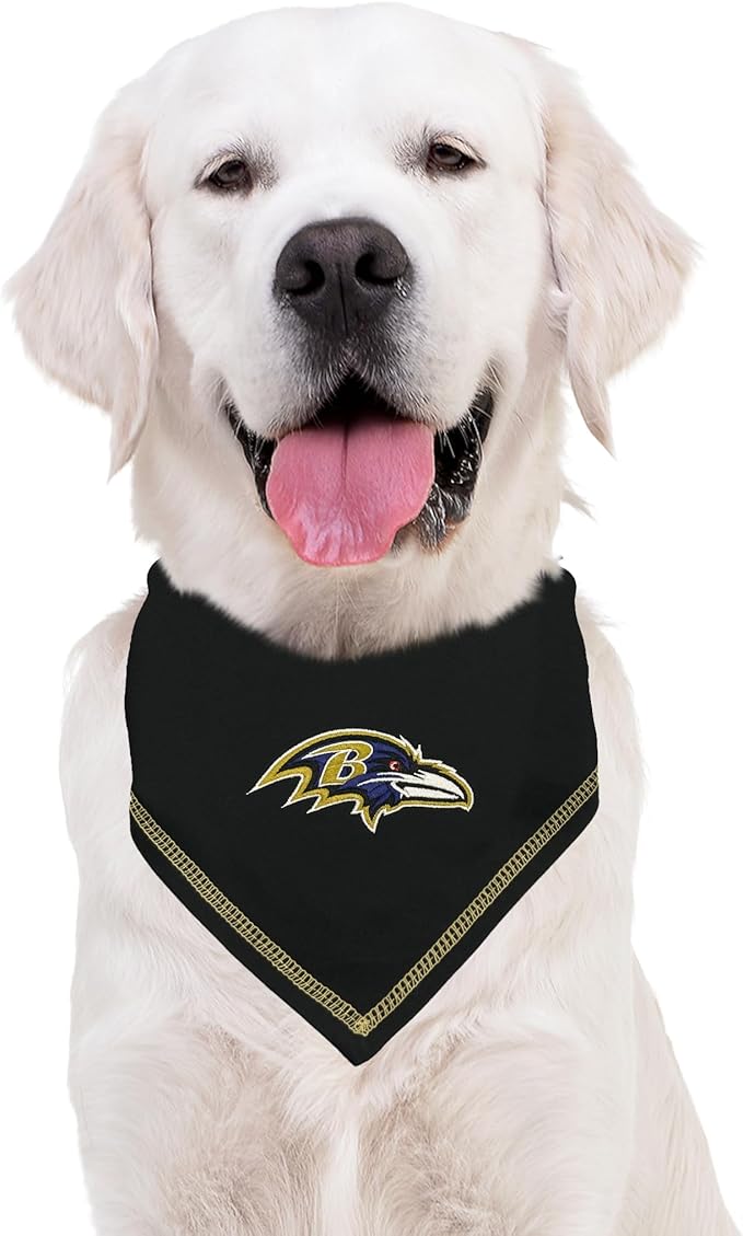 Pets First NFL Baltimore Ravens TIE Bandana, Size Large/X-Large. Dog Bandana Scarf Bib for Pet Cat Dog. The Ultimate Game-Day, Party Bandana