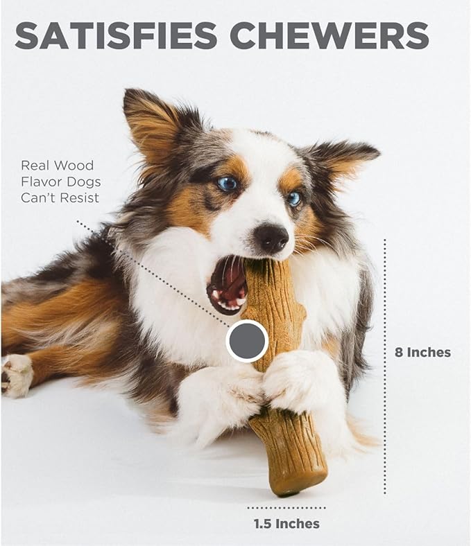 Pupstages Dogwood Dog Chew Toy – Real-Wood Blend, Natural Flavor & Texture, Moderate Chewers, Small, 5.4"