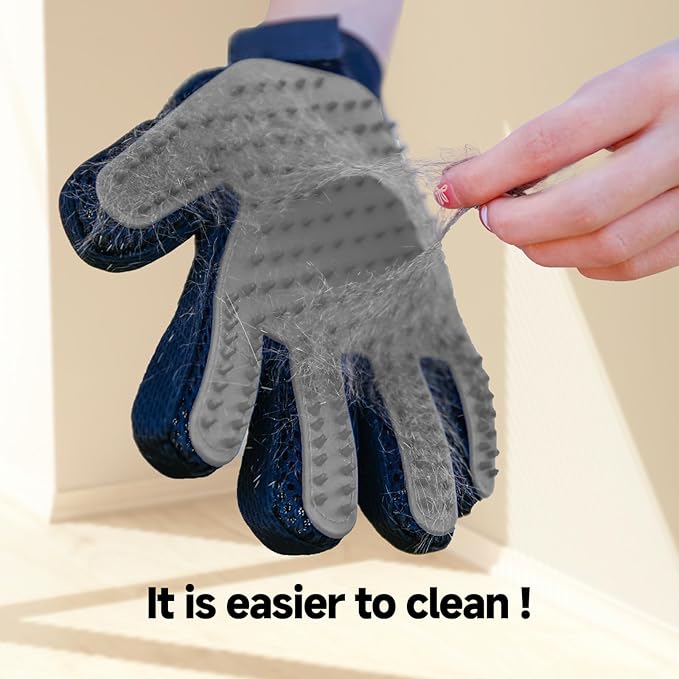 Pet Hair Removal Glove for Dogs & Cats, 2-Pack 2-in-1 Deshedding Brush & Massage Mitt - Grooming Gloves for Shedding Control, Bathing and Washing, Safe for Short/Long Hair Pets (Gray))