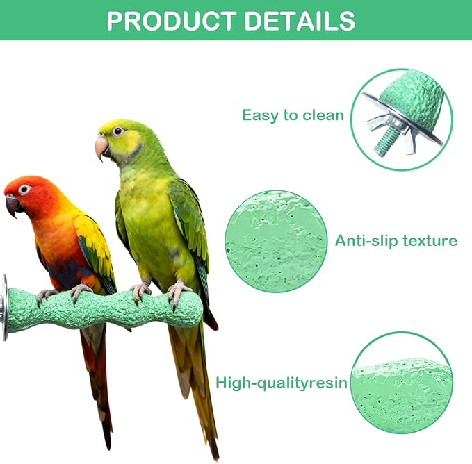 2PCS Bird Beak Grinding Stone, Anti-Slip Parrot Nail Trimming Stick, Parrot Resin Beak Grinder, Washable Claw Trimmer Care Stand for Budgie, Conures, Parakeets Cage Accessories