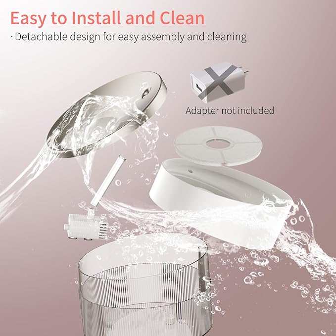 beQ Cat Water Fountain, 84oz/2.5L Stainless Steel Automatic Pet Fountain Dog Water Dispenser with 4pcs Replacement Filters for Cats, Dogs, Multiple Pets Drinking Bowl, Indoor Ultra-Quiet Smart Pump