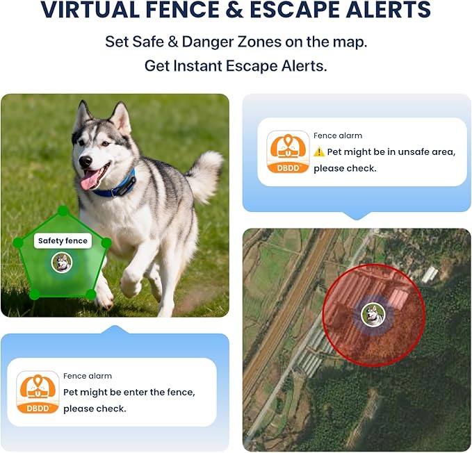 AI GPS Tracker for Dogs (40lbs+), Real Time Location and AI Vet Health Management, Electronic Fence, Waterproof, iOS and Android Universal（Black）