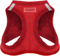 Best Pet Supplies - All Weather Plush, Reflective, No Pull Harness for Small, Medium Dogs, Cats - Secure with Hook & Loop Fastener, Buckle, Double D-Rings - Red Corduroy, L
