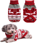 Vehomy Dog Christmas Sweaters Pet Winter Knitwear Xmas Clothes Classic Warm Coats Reindeer Snowflake Argyle Sweater for Kitty Puppy Cat-XL