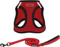 Best Pet Supplies Voyager Step-in Air All Weather Mesh Harness and Reflective Dog 5 ft Leash Combo with Neoprene Handle, for Small, Medium and Large Breed Puppies - Red/Black Trim, Medium