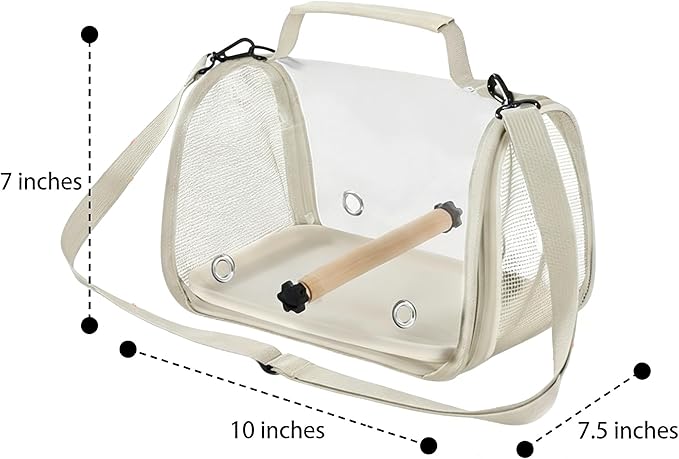 Hands Free Small Pet Cage with Breathable Mesh Windows Parrot Backpack for Vet Visit Shopping Hiking, Clear View Portable Bird Travel Carrier with Easy Clean Removable Tray and Perch