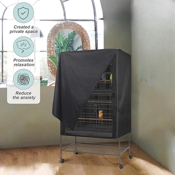 Parrot Cage Cover Breathable,Black Out Lightweight Washable Dust Proof Hood for Lovebird Canary Conure Cockatiel Parakeet Pet Night