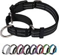 Martingale Dog Collar, Adjustable Nylon Reflective Collar with Buckle No Pull Dog Collar for Small Medium Large Dogs (Black L)