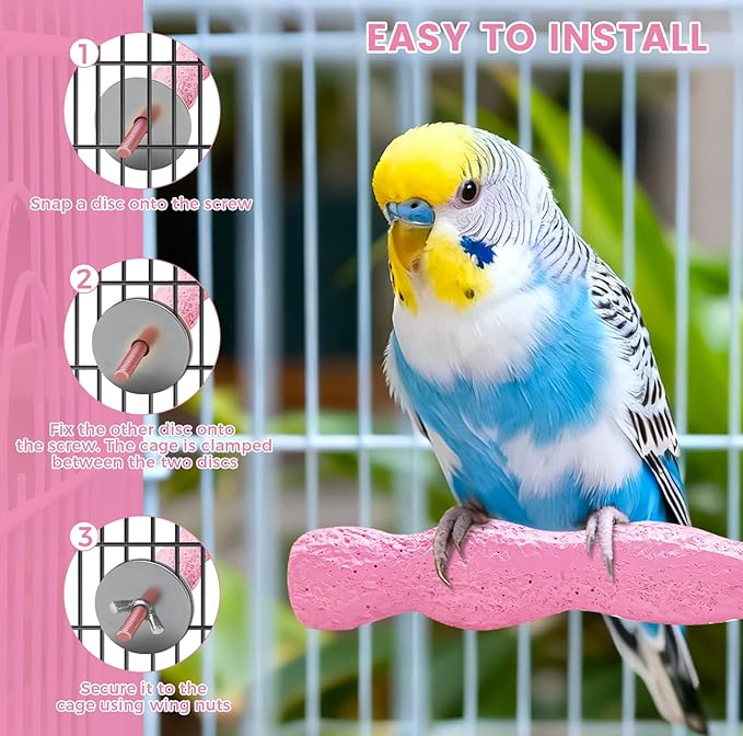 2pcs Bird Beak Grinding Stone, Anti-Slip Parakeet Nail Trimming Stick Resin, Bird Parrot Cage Perch Stand Platform Foot, Claws Trimmer Chewing Toys for Budgies, Parakeets, Cockatiels, Conures