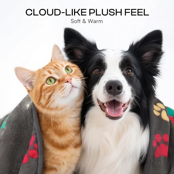 Luciphia 1 Pack 6 Dog Blankets Cat Soft Fluffy Fleece Pet Blanket Warm Cute Print Design Puppy Kitten Doggy Bone Medium(30"x20")
