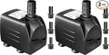 GROWNEER 550GPH Submersible Pump 30W Fountain Water Pump, 2000L/H, with 7.2ft High Lift, 3 Nozzles for Aquarium, Fish Tank, Pond, Hydroponics, Statuary (Pack of 2)
