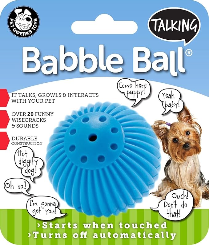 Pet Qwerks 2 Pack of Talking Babble Ball Interactive Dog Toys, Small - Wisecracks & Makes Funny Sounds, Electronic Ball That Talks & Makes Noises