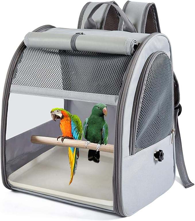 Durability Polyester Bird Travel Carriers Backpacks with Meshes Window and Sun Protecting for Daily Use Compacts Bird Cage Backpacks for Travel