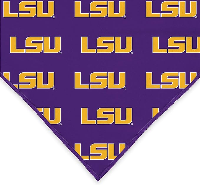 LSU Tigers Officially Licensed Bandana for Dogs and Cats | Fits Pets Great Gift Idea | Easy-to-Tie (Large, 28")
