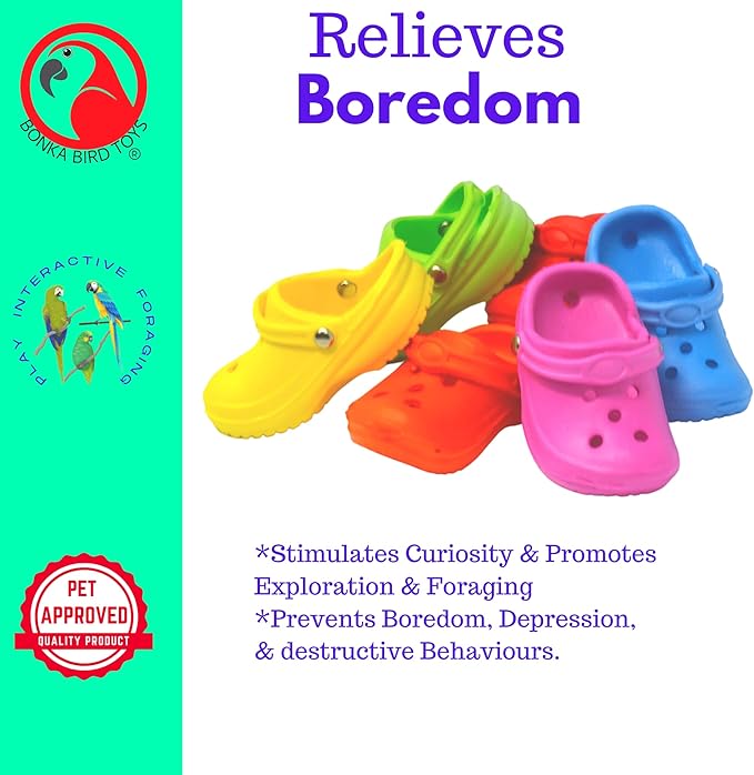 Bonka Bird Toys 2183 Pk6 Mini Sandal Foot Beak Chew Throw Parrot Parakeet Quaker Budgie Finch Cockatoo