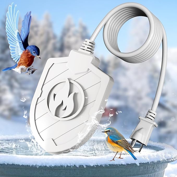 100W Bird Bath Heater, Birdbath Heaters for Outdoor Bird Bath Water Heater in Winter Submersible Thermostat Control, Heated Bird Bath Deicer for Outside Bird Chicken Poultry Livestock (White)