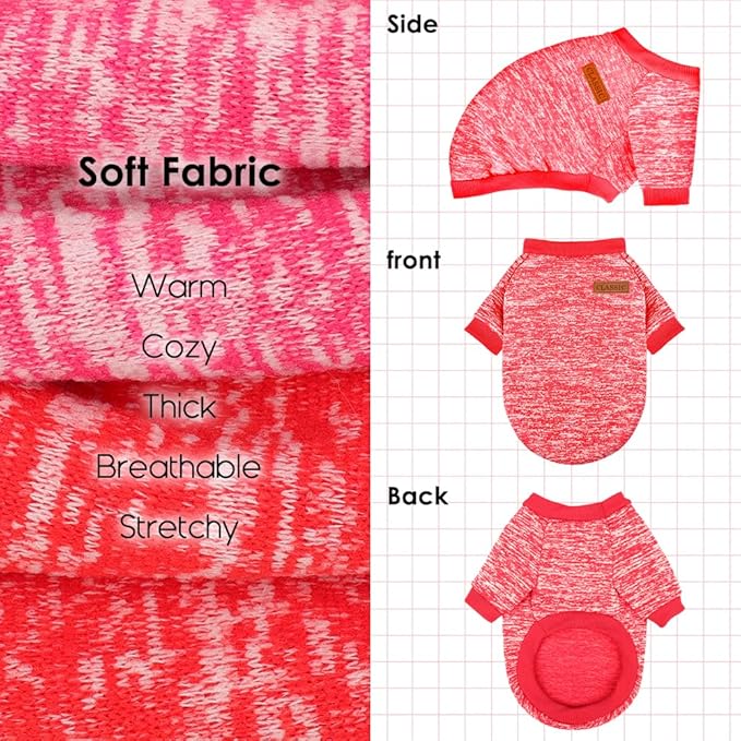 2 Pcs Dog Sweaters for Small Dogs Girl Boy Winter Fleece Clothes Warm Soft Dog Sweatshirt Outfit for Dogs Cats Pet Apparel