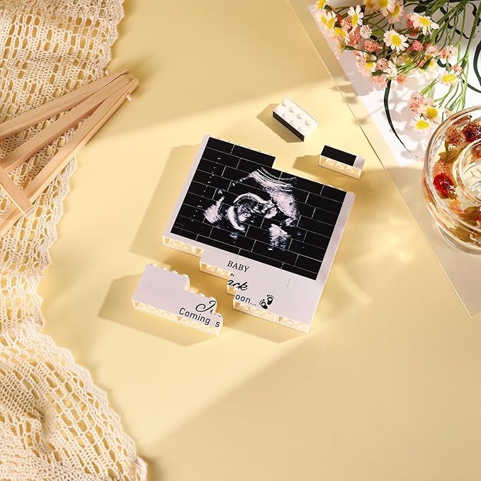 NAZENTI Personalised Ultrasound Building Blocks gifts for Husband, New Dad, Baby Scan Photo Building Block gifts for Christmas Fathers Day Valentine, Custom Puzzle Decor for Family