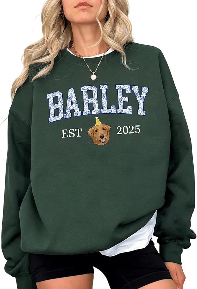 Custom Pet Sweatshirts with Photo and Name, Personalized Dog Sweatshirt, Gifts for Dog Mom, Dad