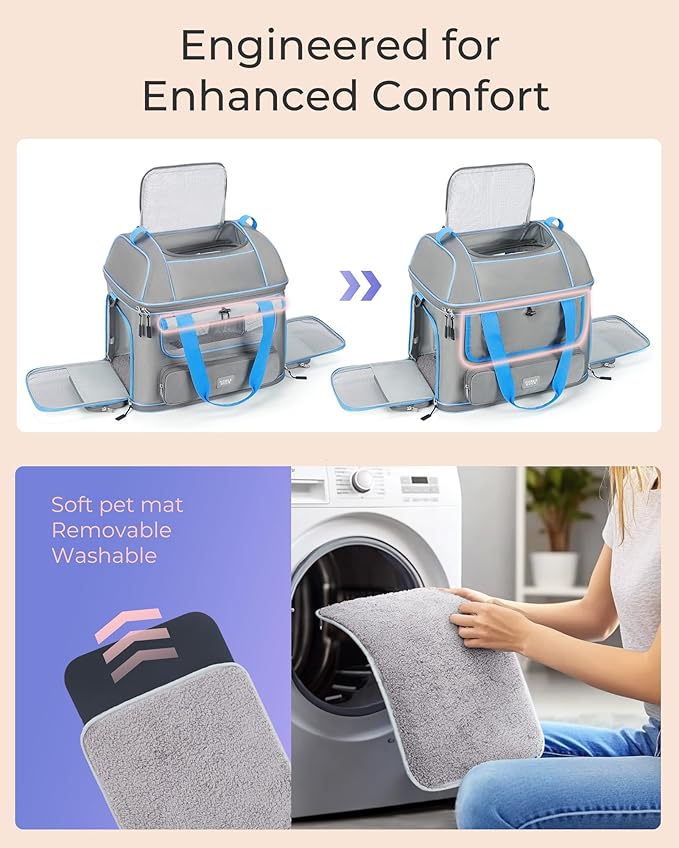 Expandable Cat Dog Carrier: NOBLE DUCK Soft-Sided Pet Carrier Airline Approved Large Small Medium Collapsible Portable Travel Up to 25 Lbs Black