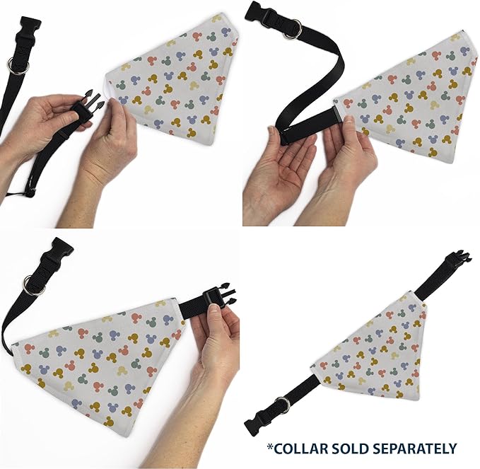 Disney Pet Bandana Mickey Mouse Ears Icon Scattered White Slip On Collar Bandana Only