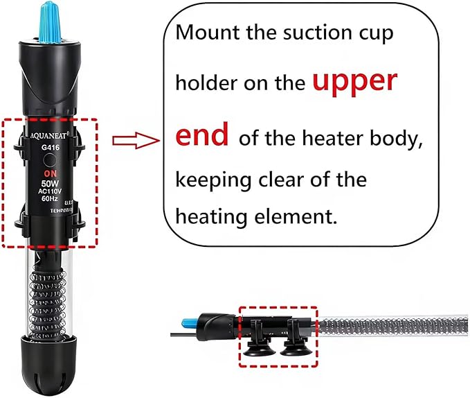 AQUANEAT Aquarium Heater, 100W Fish Tank Heater, Adjustable Submersible Water Thermostat with Thermometer