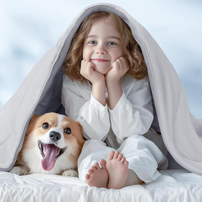 Luciphia Premium Cooling Dog Blanket for Small Medium Dogs Q-max>0.4 Washable Self-Cooling Cat Pet Mat Puppy Breathble Calming Throw for Beds Couches(Light Grey,29x40 inches)