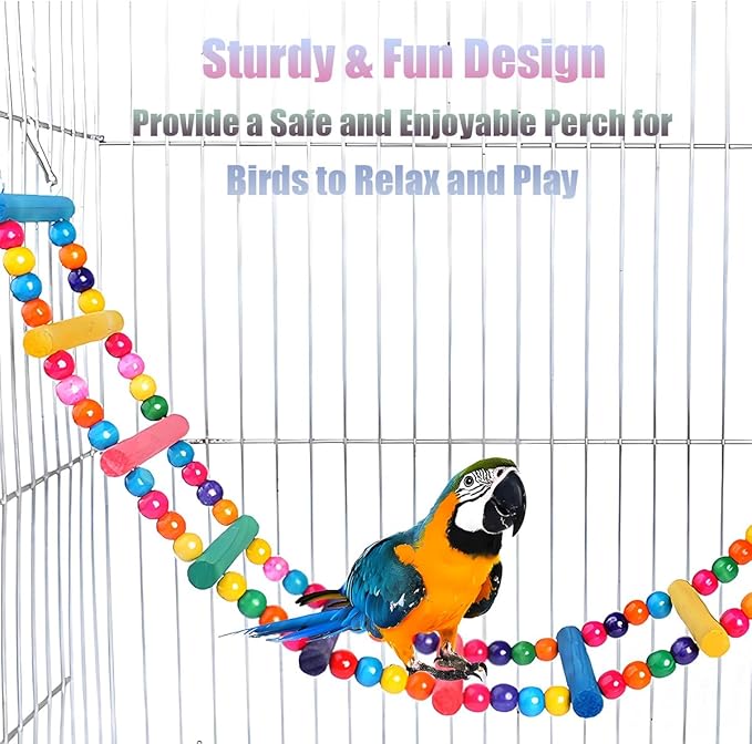 Bird Toys for Parrots Parrot Bridge, Swing Toys, and Ladders for Macaws, African Greys, Budgies, Cockatiels & Parakeets - Wooden Bird Ladder and Swing Toys for Play and Training (10Inch- 4 Ladders)
