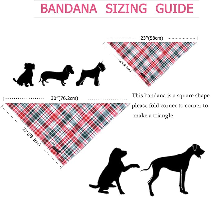 ARING PET Christmas Dog Bandanas, Red Green Pink Holiday Pet Bandana Scarf Triangle Bibs for Puppy Small Medium Large Boy Girl Dogs Cats-L