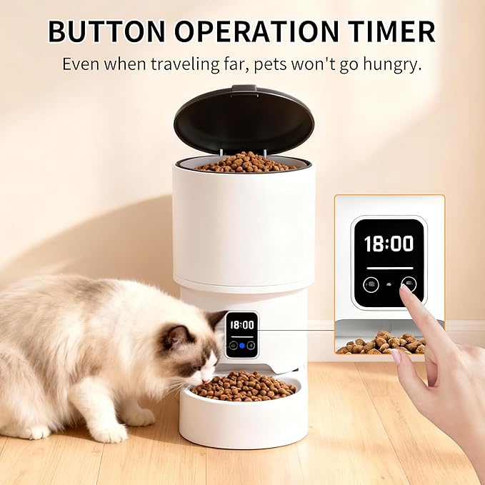 RPZ Automatic Cat Feeder and Water Dispenser Set, Auto Cat Feeder with Timer, Large Capacity Cat Food Dispenser Automatic,Easy Clean Automatic Feeder for Cats – Ideal for Busy Pet Owners